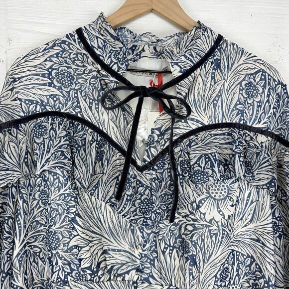 Hope & Ivy William Morris Marigold Ruffle Tiered Dress Size 14 Blue Floral Boho - Picture 4 of 16